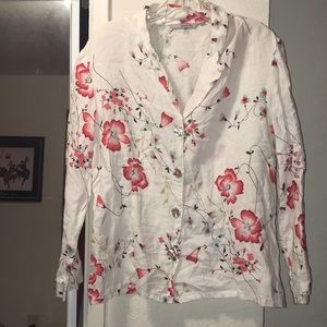 100% Linen Floral Blouse